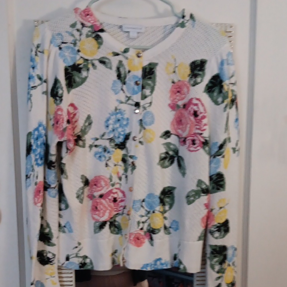 Floral Knit Button Front Cardigan